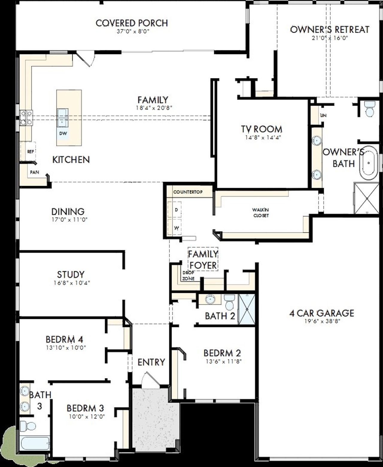 2D floor plan layout of this home in Kissing Tree – Vista Series, San Marcos, TX (Image 2).