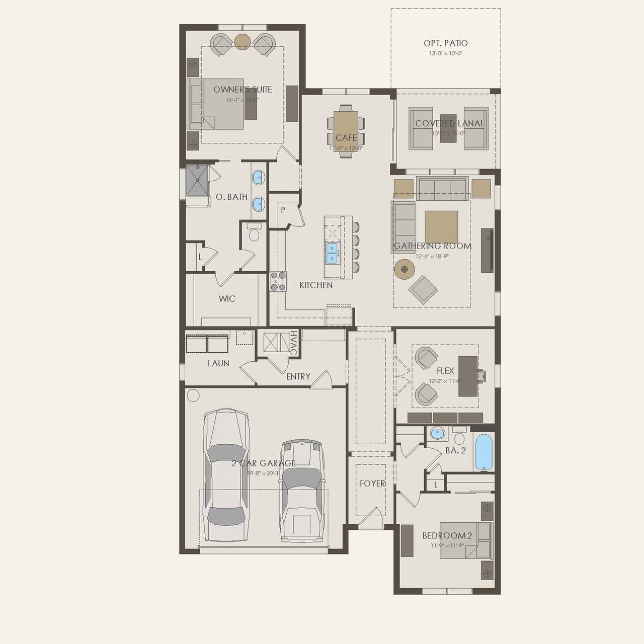 2D floor plan layout of this home in Longmeadow at North River Ranch, Parrish, FL (Image 2).