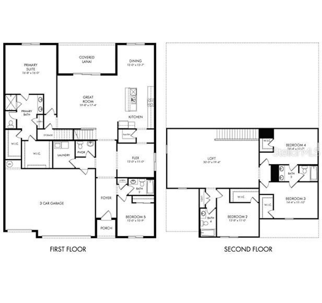 2D floor plan layout of this home in Oakfield Trails - Signature Series, Parrish, FL (Image 2).