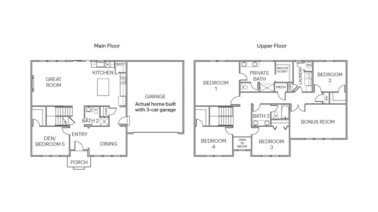 2D floor plan layout for the Preston by D.R. Horton in Lake Deer Estates, Poinciana, FL (Image 2).