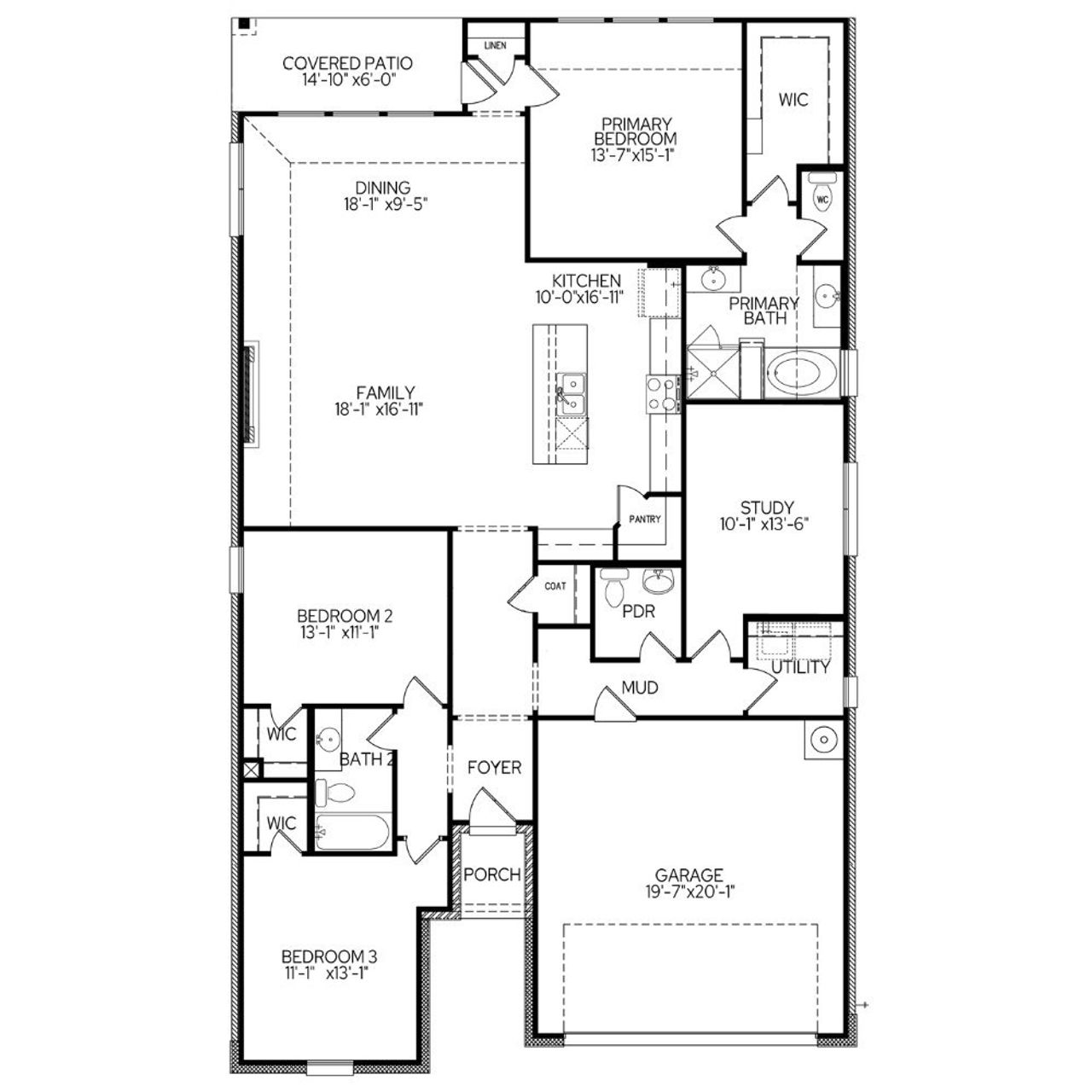 2D floor plan layout of this home in South Meadow, Melissa, TX (Image 2). 2D floor plan layout of this home in South Meadow, Melissa, TX (Image 2).