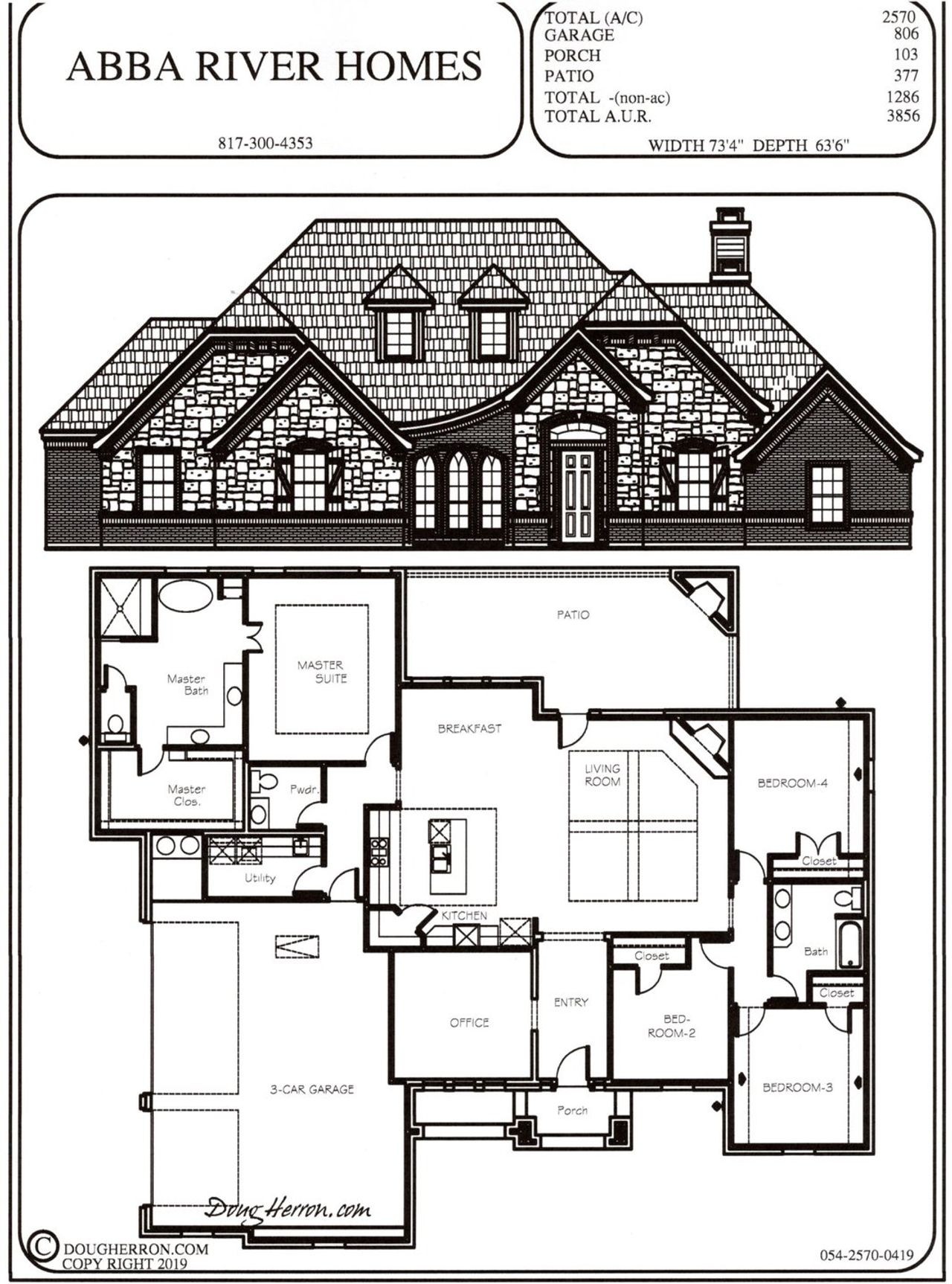 2D floor plan layout for the 054-2570-0419 by Abba River Homes in Stanford Estates, Springtown, TX (Image 2). 2D floor plan layout for the 054-2570-0419 by Abba River Homes in Stanford Estates, Springtown, TX (Image 2).