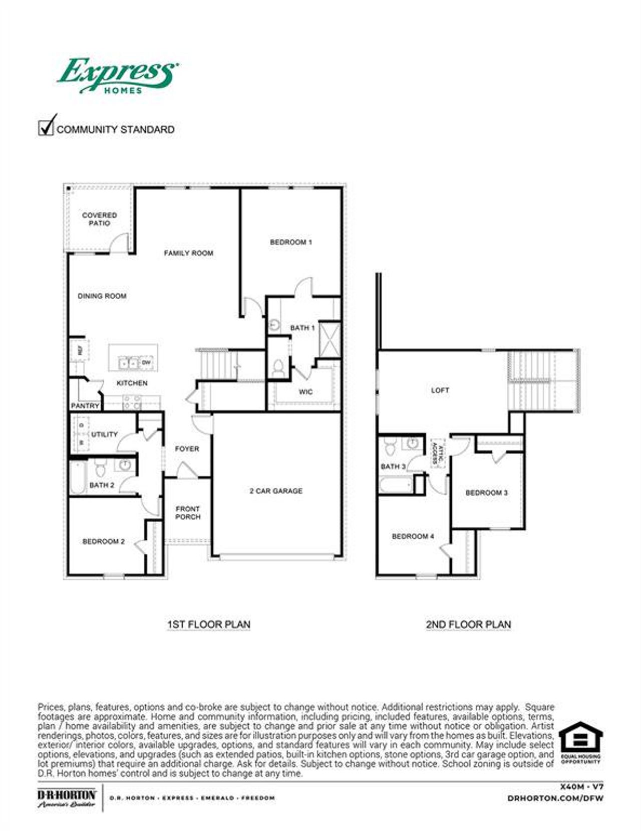 2D floor plan layout of this home in Creeks at Burnett Trail, Canton, TX (Image 2).