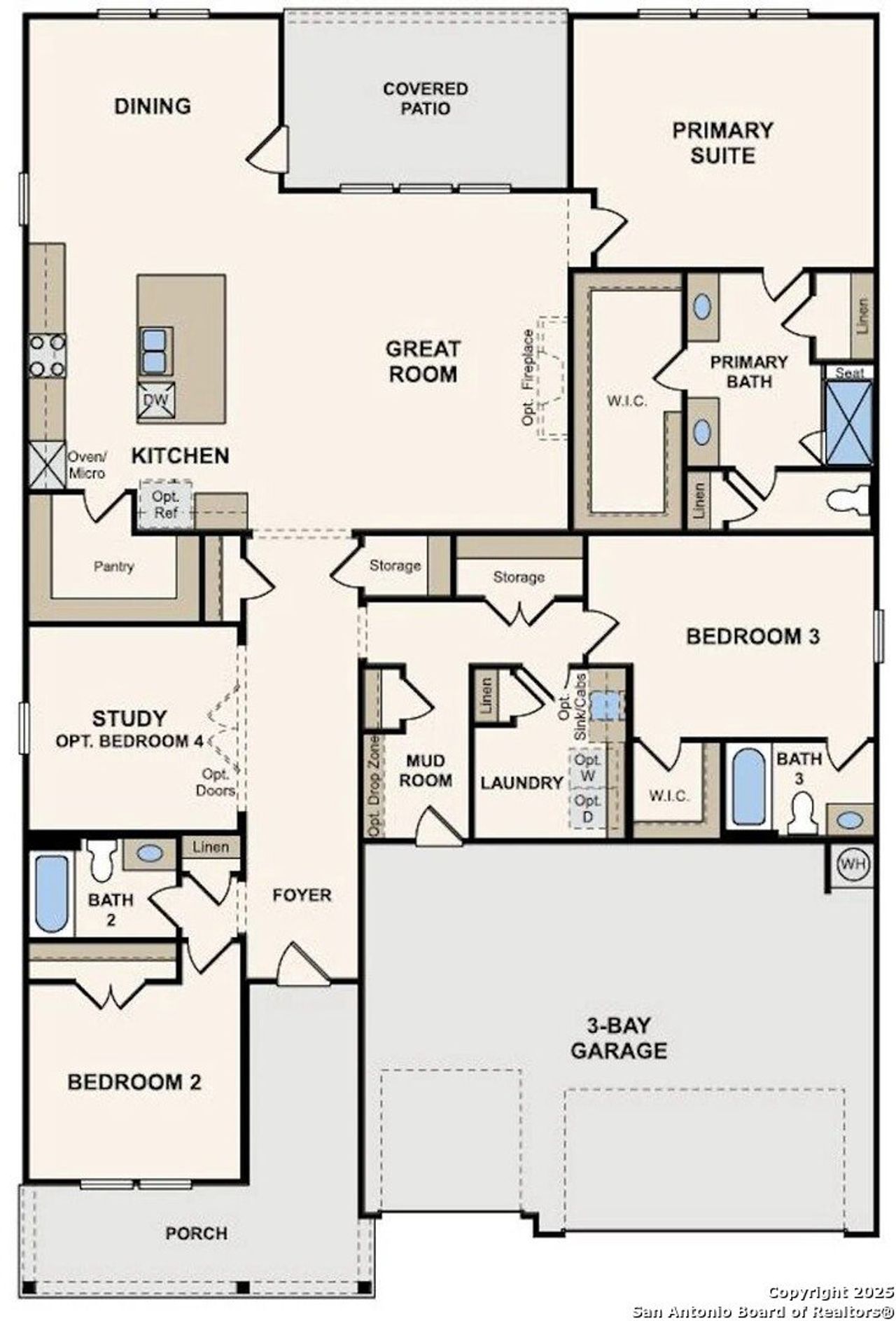 2D floor plan layout of this home in Homestead, Schertz, TX (Image 2).