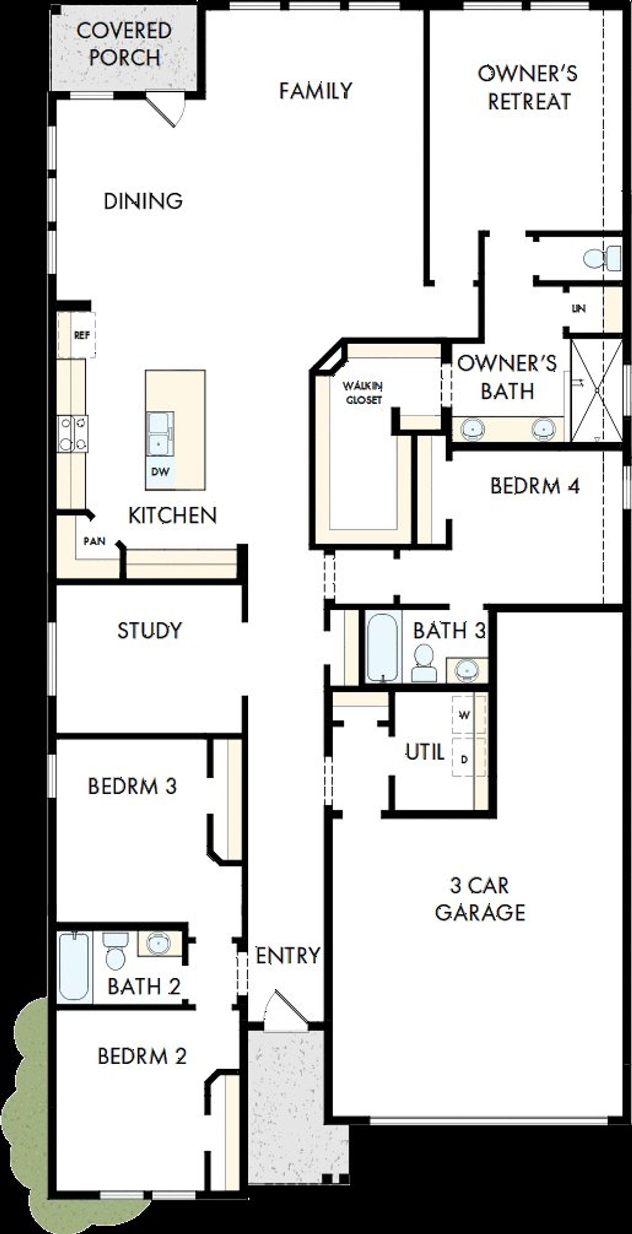 2D floor plan layout of this home in Beacon Point at Lago Mar 50’ Homesites, Texas City, TX (Image 2).