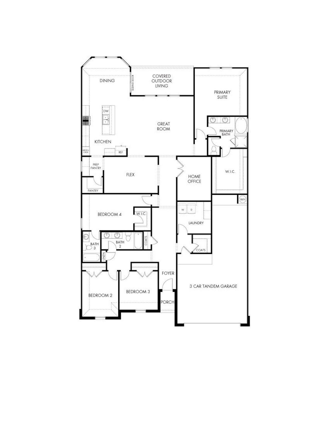 2D floor plan layout of this home in Opal Meadows, Kyle, TX (Image 2).