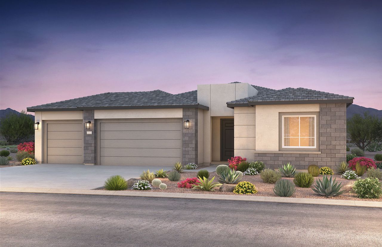 Front exterior of a new home in Artisan at Asante, Surprise, AZ, highlighting curb appeal (Image 2).