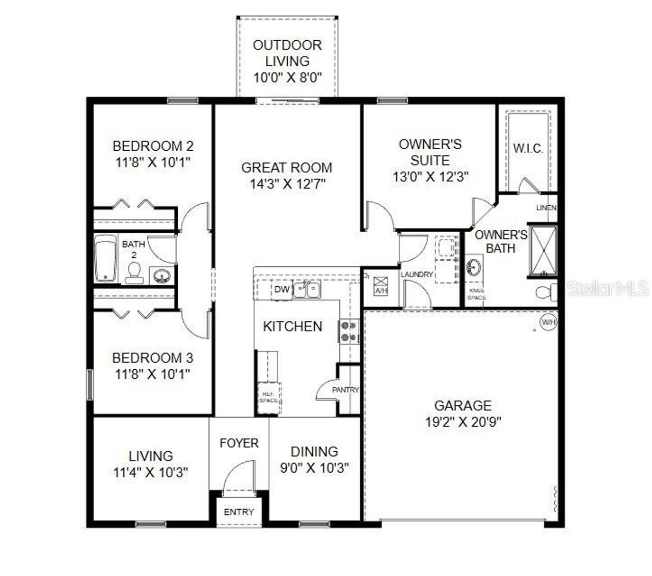 2D floor plan layout of this home in Flagler Estates, Hastings, FL (Image 2).