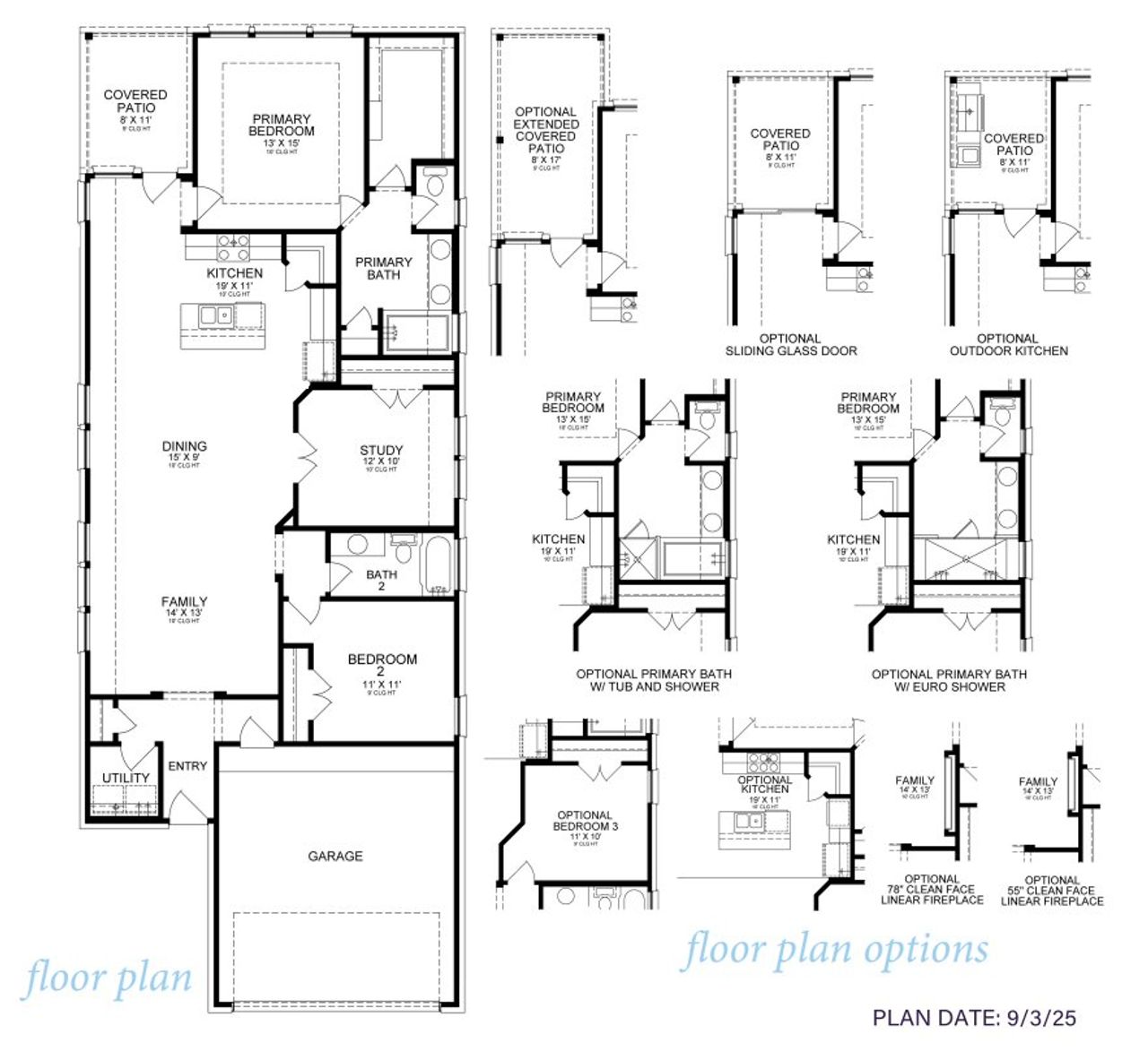 2D floor plan layout for the Waverly 1638 by J. Patrick Homes in Grange 40' Homesites, Katy, TX (Image 2).
