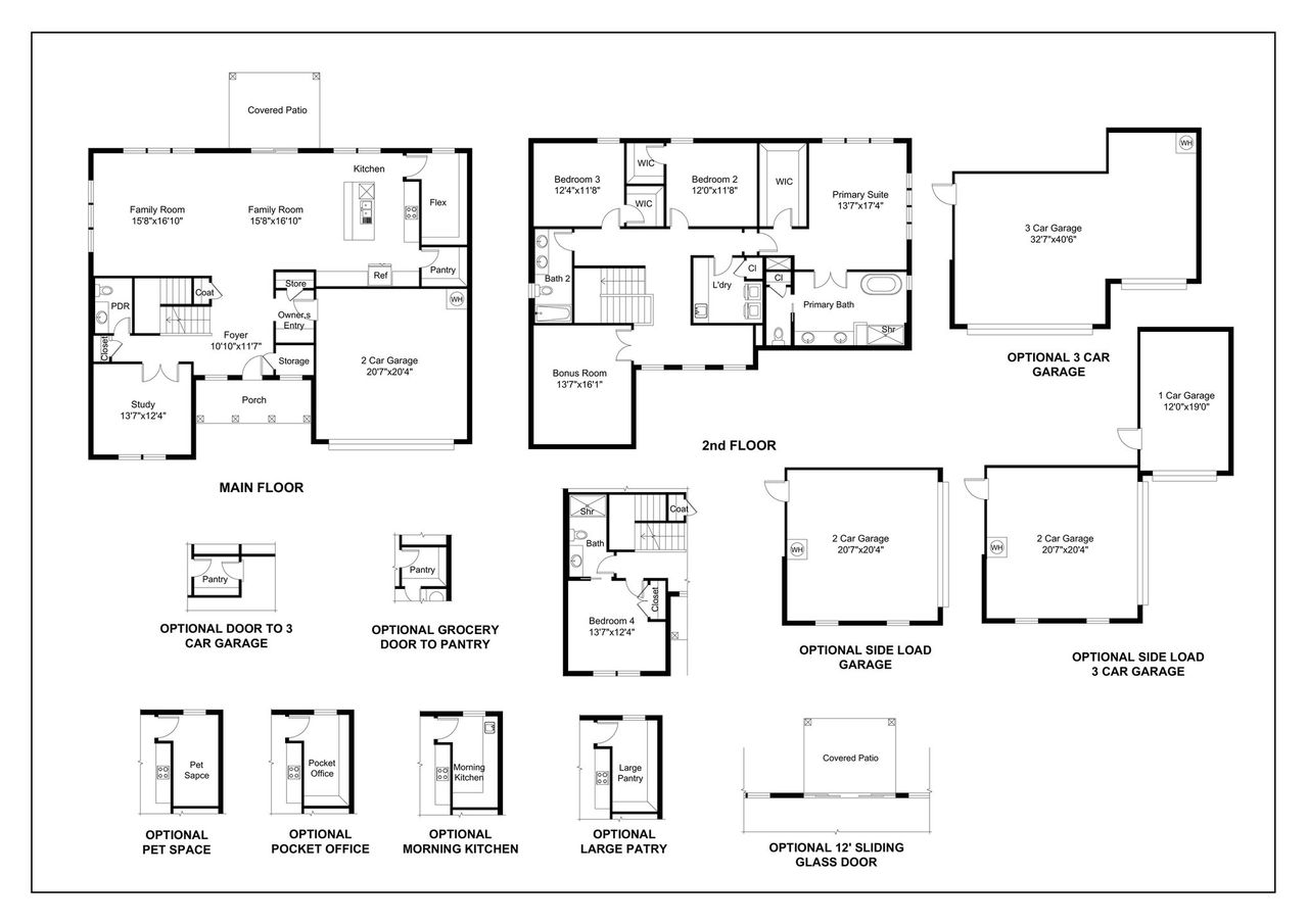 2D floor plan layout for the Harper by Acrew Homes in Dixon Grove, Grimesland, NC (Image 2).