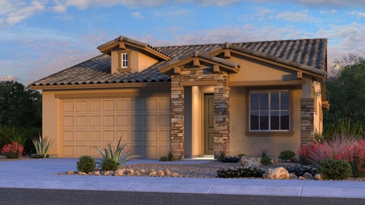 Representative exterior photo of a completed home built from the Brixton by Taylor Morrison in La Mira Discovery Collection, Mesa, AZ (Image 2).