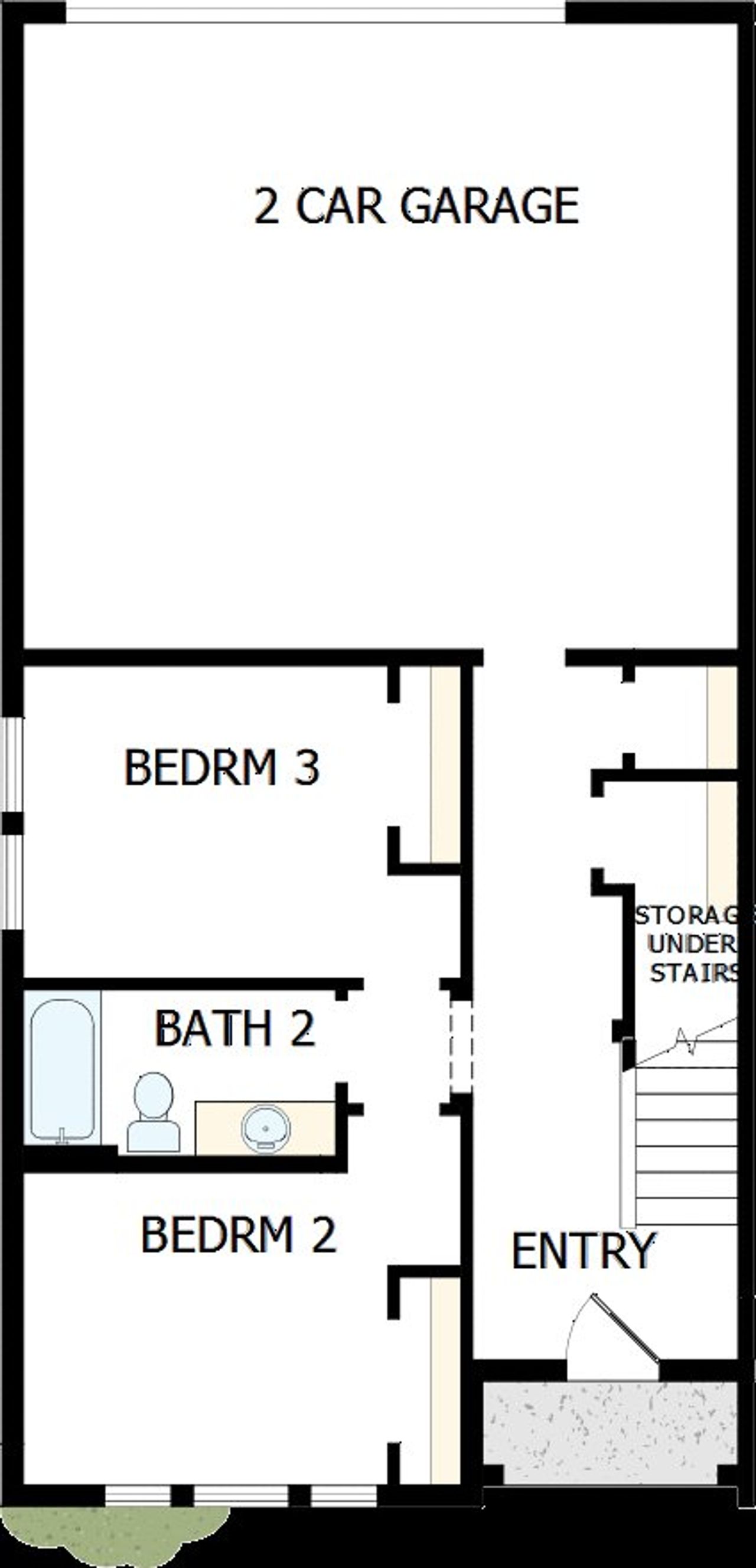 2D floor plan layout of this home in Emerald Landing at Waterside at Lakewood Ranch – Towns, Sarasota, FL (Image 2).