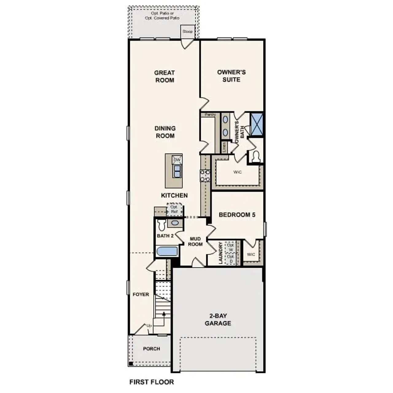 2D floor plan layout of this home in Trinity Ranch, Elgin, TX (Image 2).