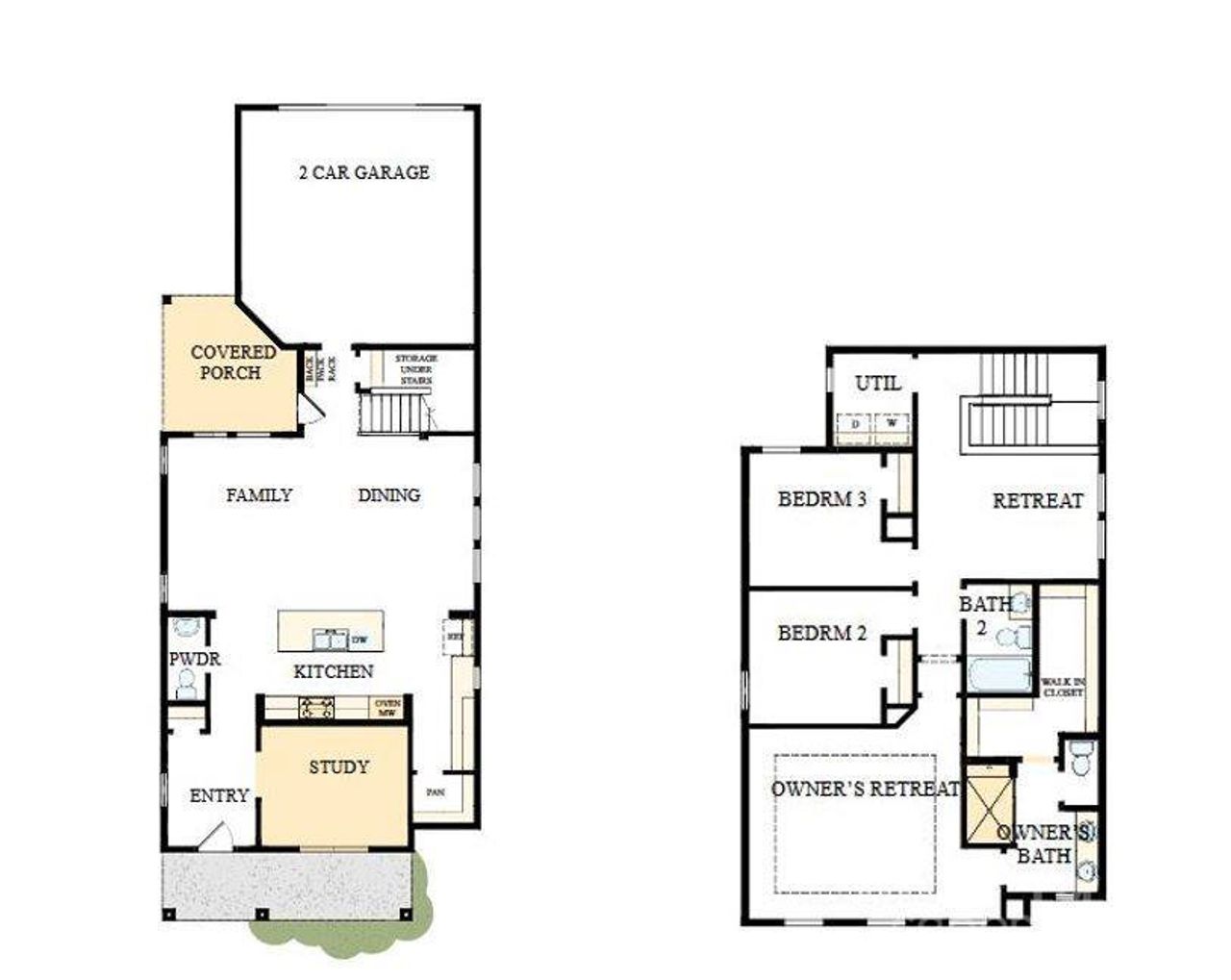 2D floor plan layout of this home in Whitley Preserve – Park Collection, Mint Hill, NC (Image 2).