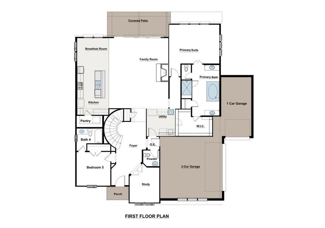 2D floor plan layout of this home in Highland Crossing, Celina, TX (Image 2).