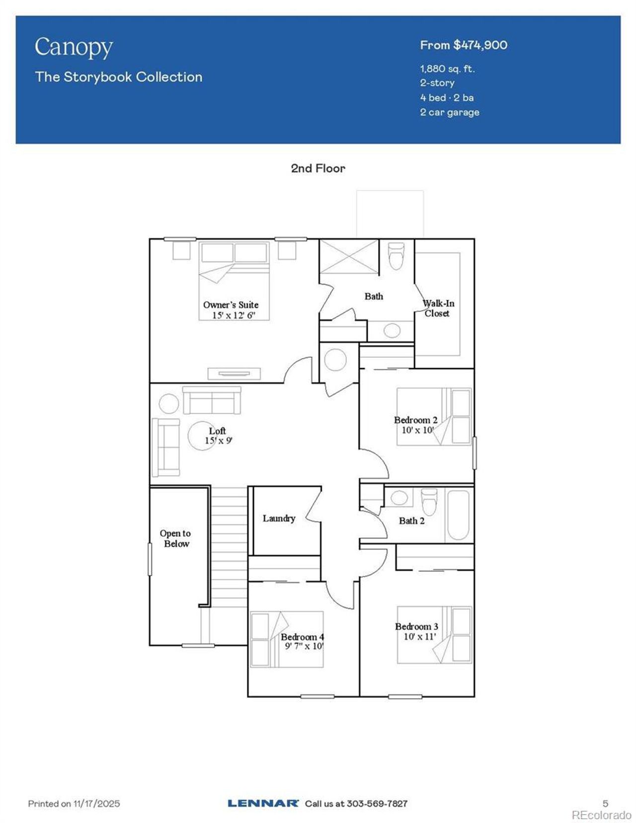 2D floor plan layout of this home in Muegge Farms: The Storybook Collection, Bennett, CO (Image 2).