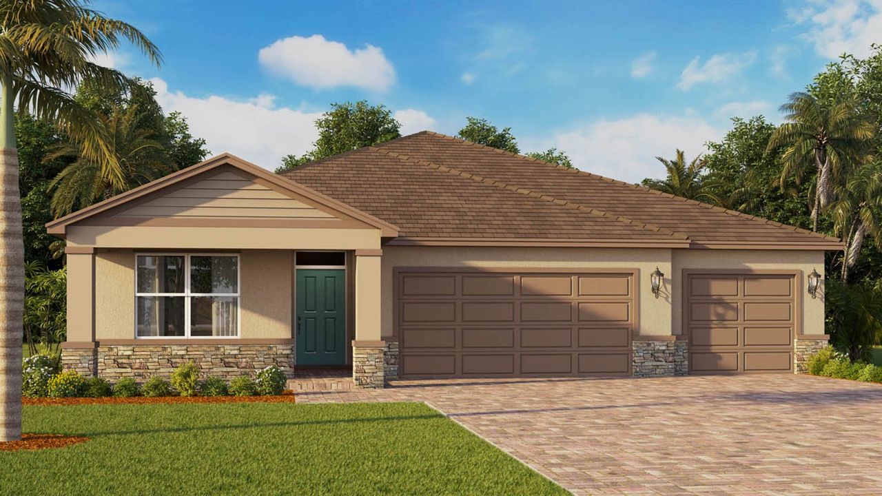 Front exterior of a new home in Lakes of Mount Dora, Mount Dora, FL, highlighting curb appeal (Image 2).