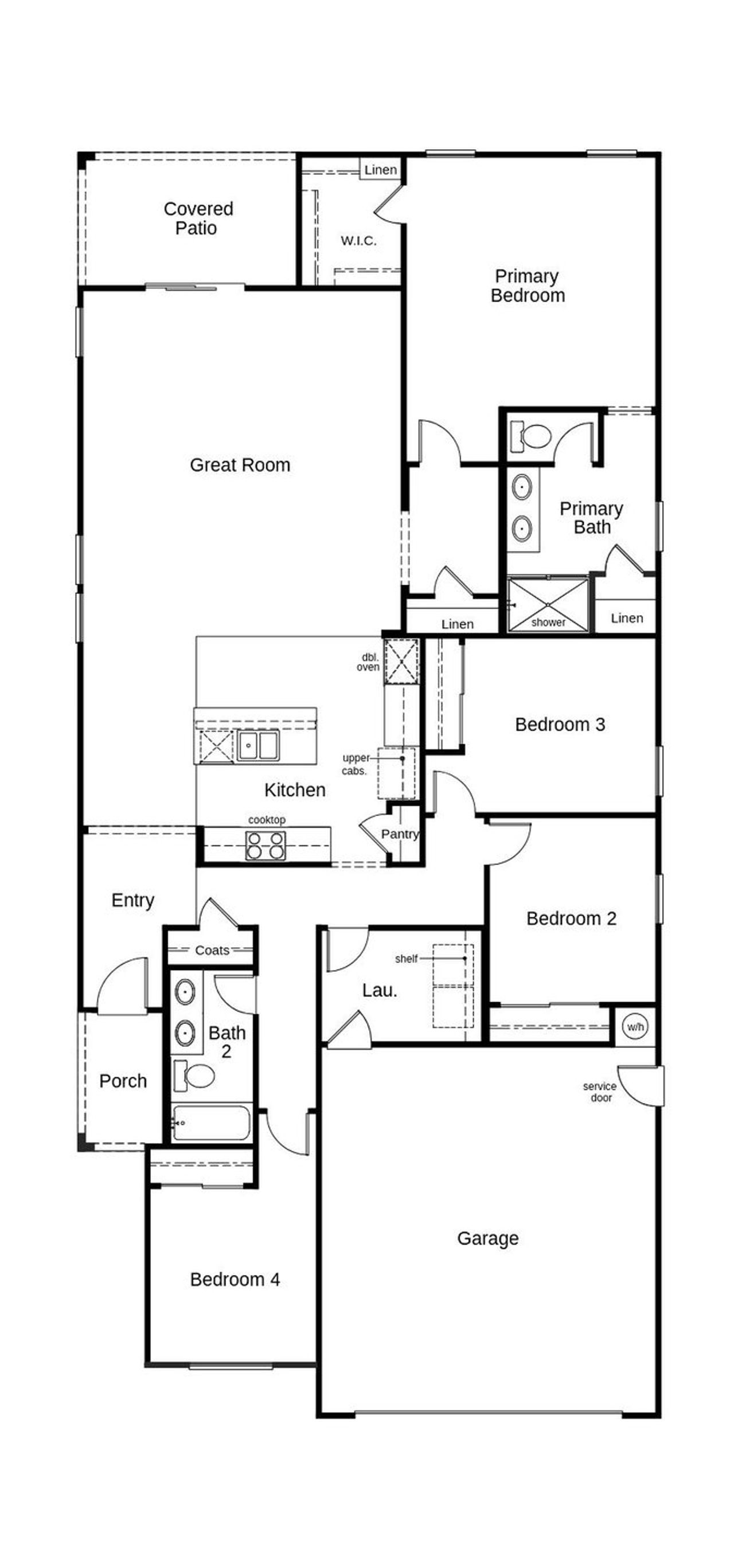 2D floor plan layout of this home in Bella Camino Traditions, San Tan Valley, AZ (Image 2).