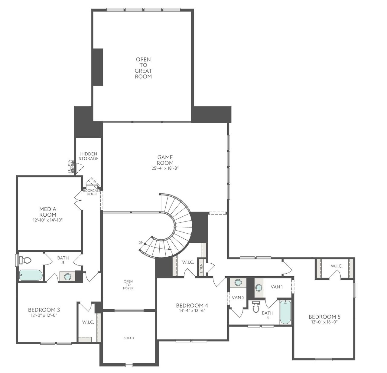 2D floor plan layout for the Camden by Tri Pointe Homes in Bridgeland, Cypress, TX (Image 2).