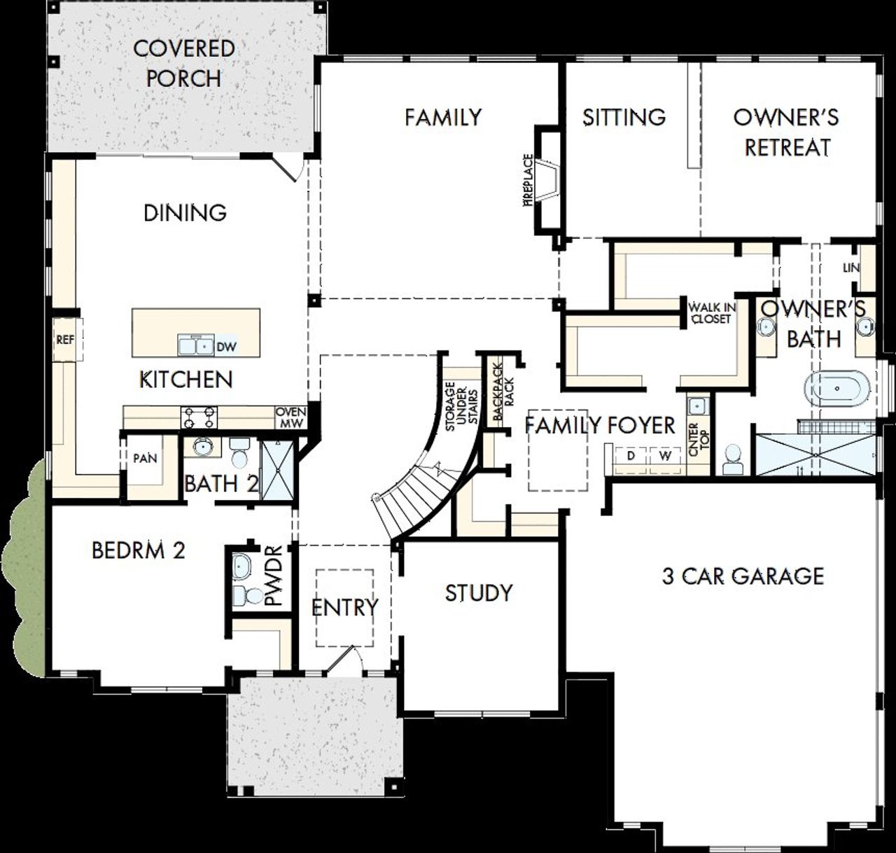 2D floor plan layout of this home in Briarley - Regency Collection, Montgomery, TX (Image 2).