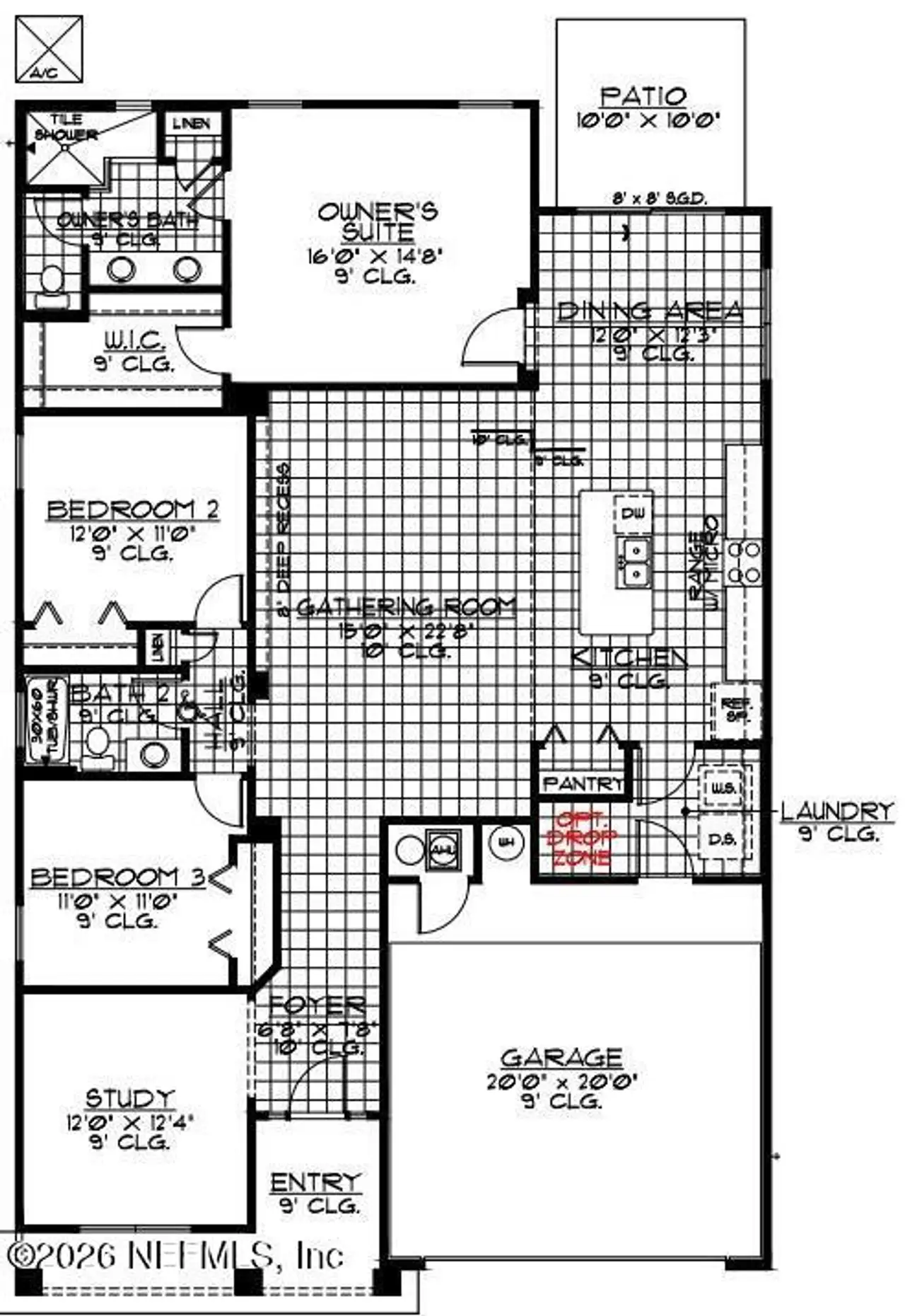 2D floor plan layout of this home in Weston Woods, Jacksonville, FL (Image 2).