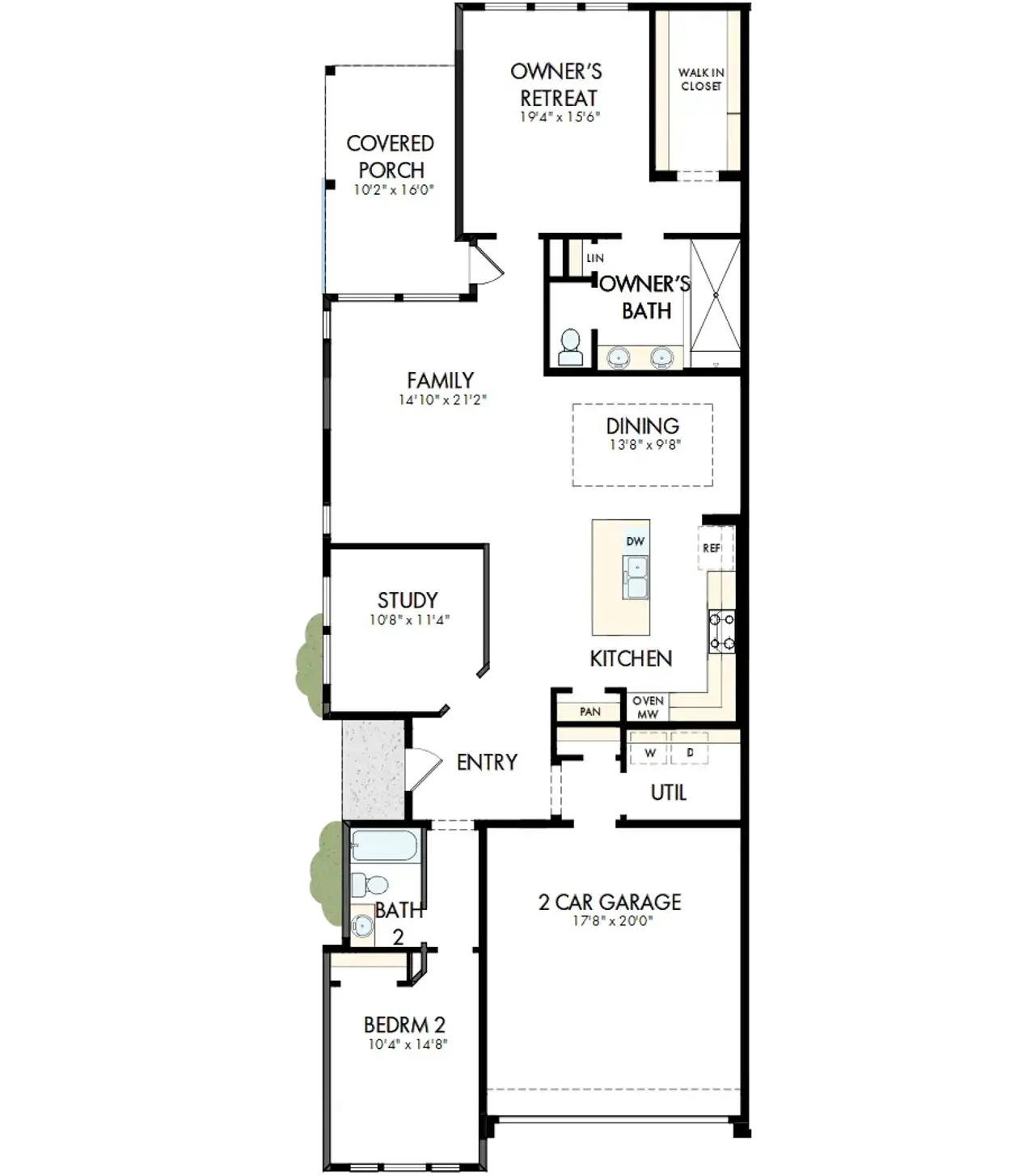 2D floor plan layout of this home in Encore at Chatham Park – Villa Series, Pittsboro, NC (Image 2).