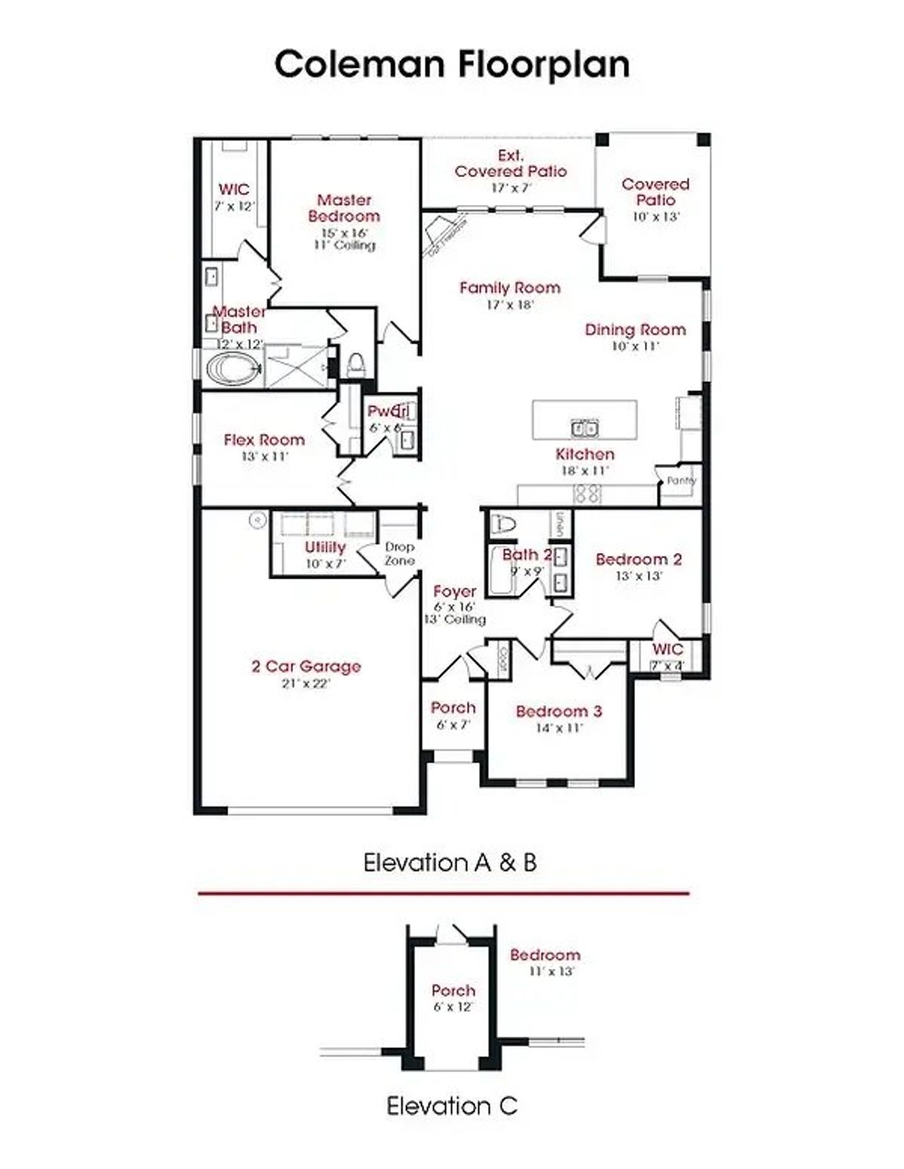 2D floor plan layout of this home in Rose Hill Estates, Willis, TX (Image 2).