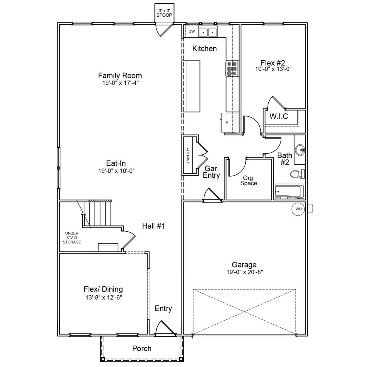 2D floor plan layout of this home in Hidden Springs, Lexington, SC (Image 2).
