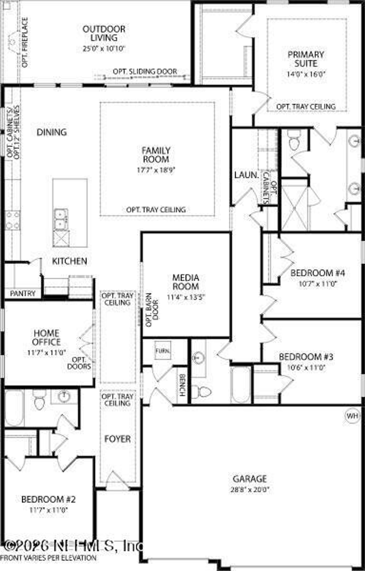 2D floor plan layout of this home in Creighton Pointe, Fleming Island, FL (Image 2).