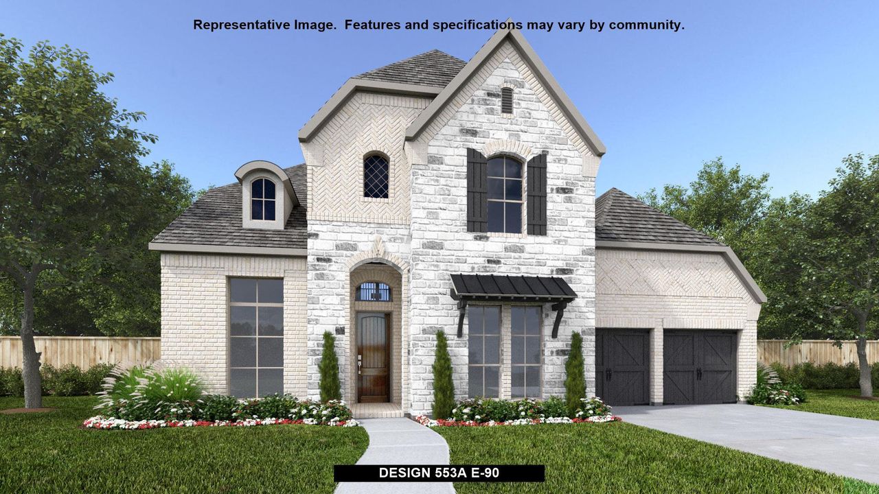 Representative exterior photo of a completed home built from the 553A by Britton Homes in Mustang Lakes 60', McKinney, TX (Image 2).