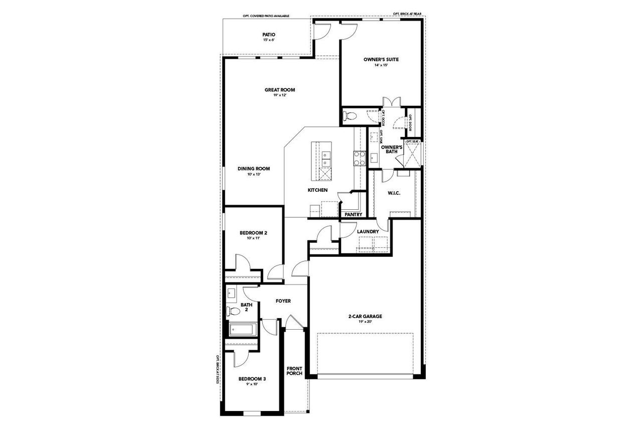 2D floor plan layout of this home in Opal Ranch, Kyle, TX (Image 2).