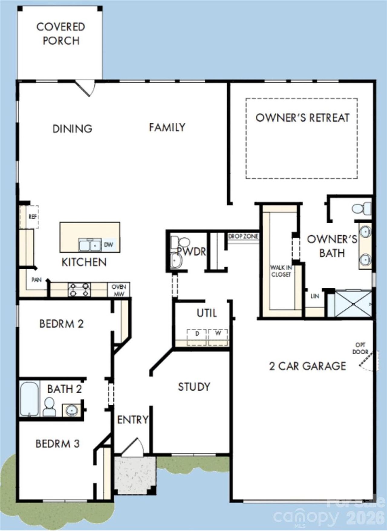 2D floor plan layout of this home in Encore at Harmony, Harrisburg, NC (Image 2).