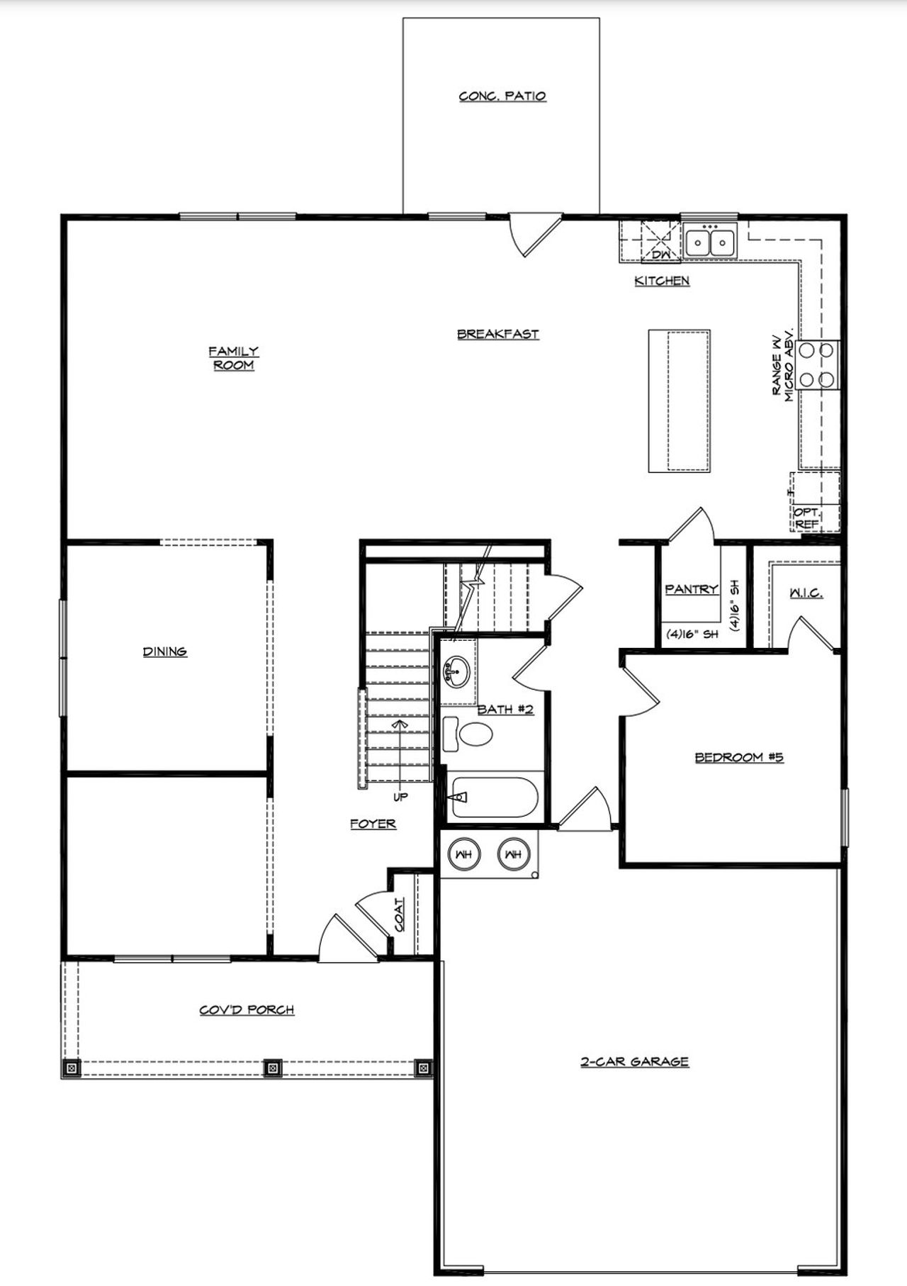 2D floor plan layout for the Newport by Paran Homes in Traditions of Braselton, Jefferson, GA (Image 2).