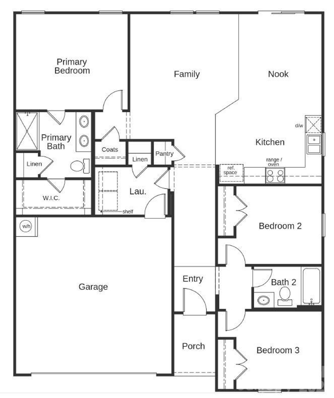 2D floor plan layout of this home in Cottages at Clovis Point, Kings Mountain, NC (Image 2).