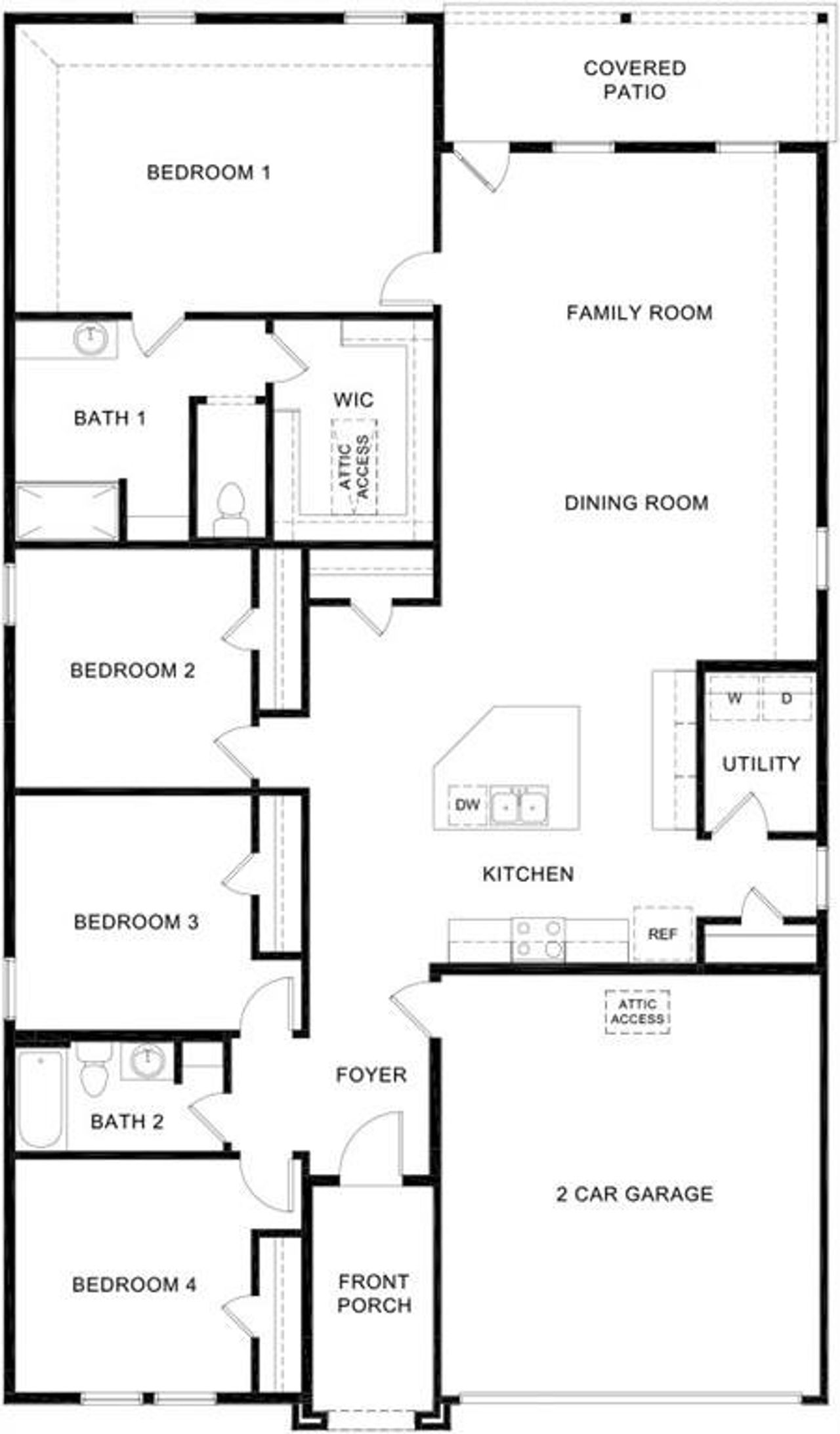 2D floor plan layout of this home in Sanger Circle, Sanger, TX (Image 2).