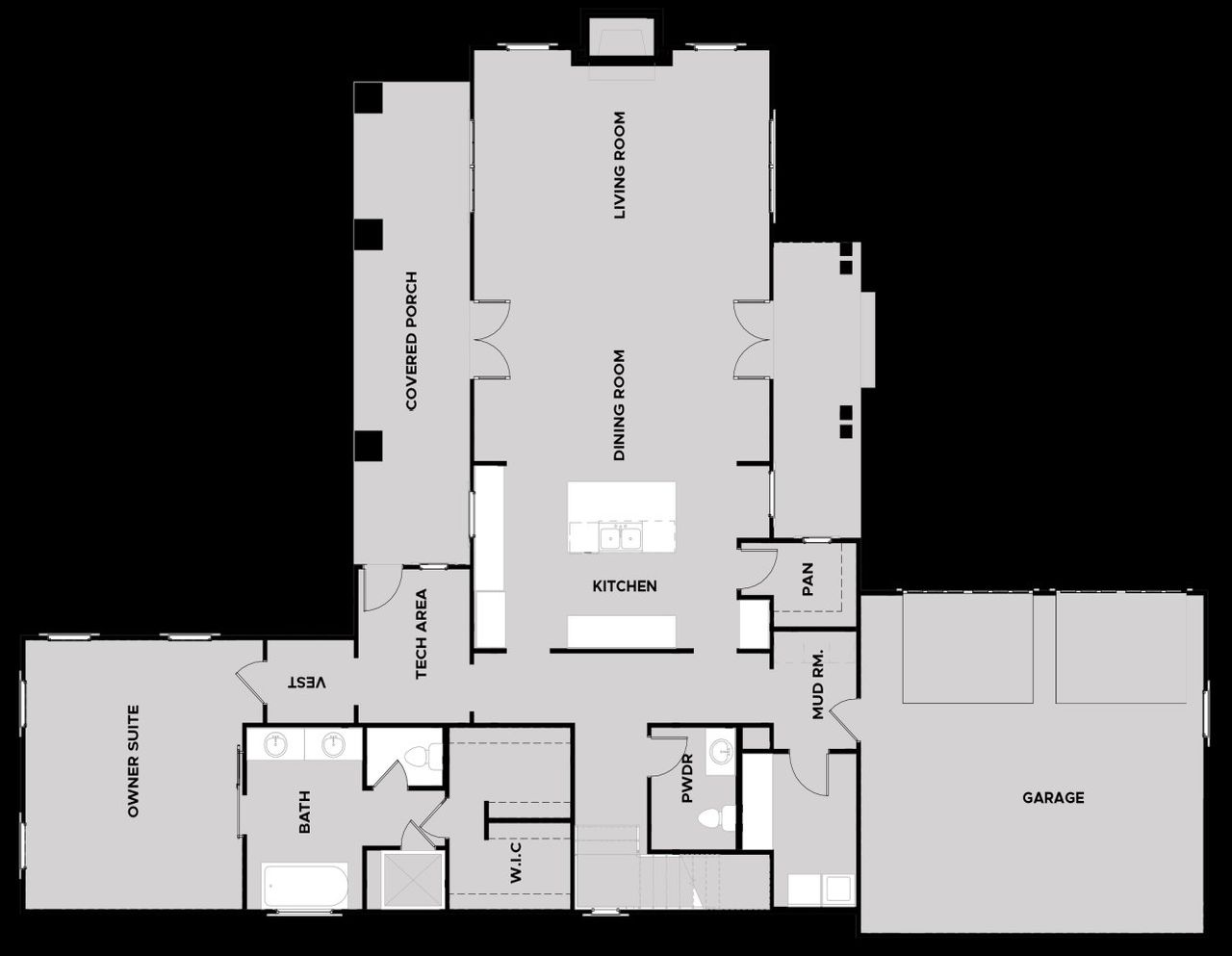 2D floor plan layout for the Cottage 3 - Homesites by Dream Finders Homes in Trove, Watkinsville, GA (Image 2).