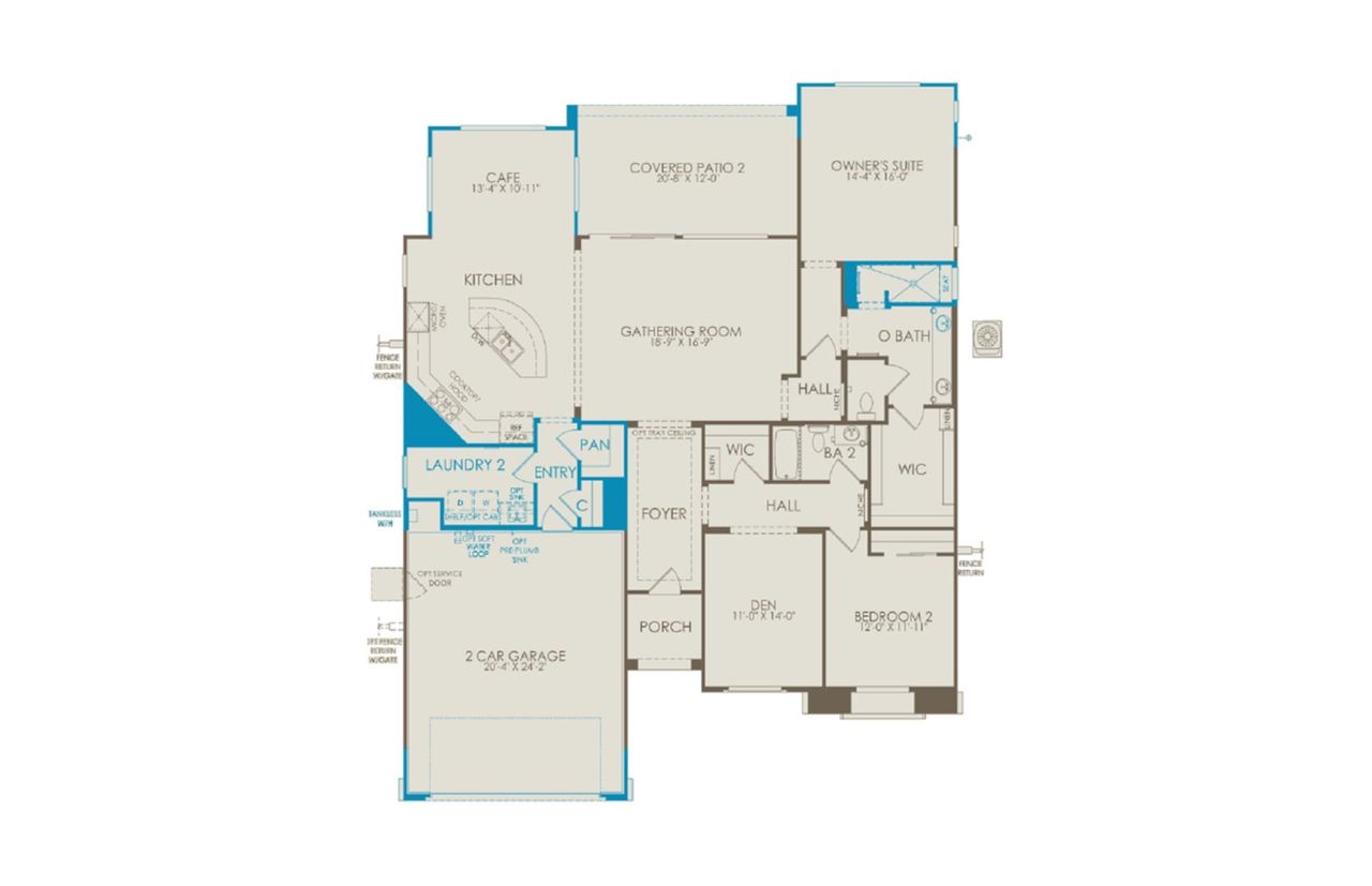 2D floor plan layout of this home in Del Webb at Rocking K, Tucson, AZ (Image 2).