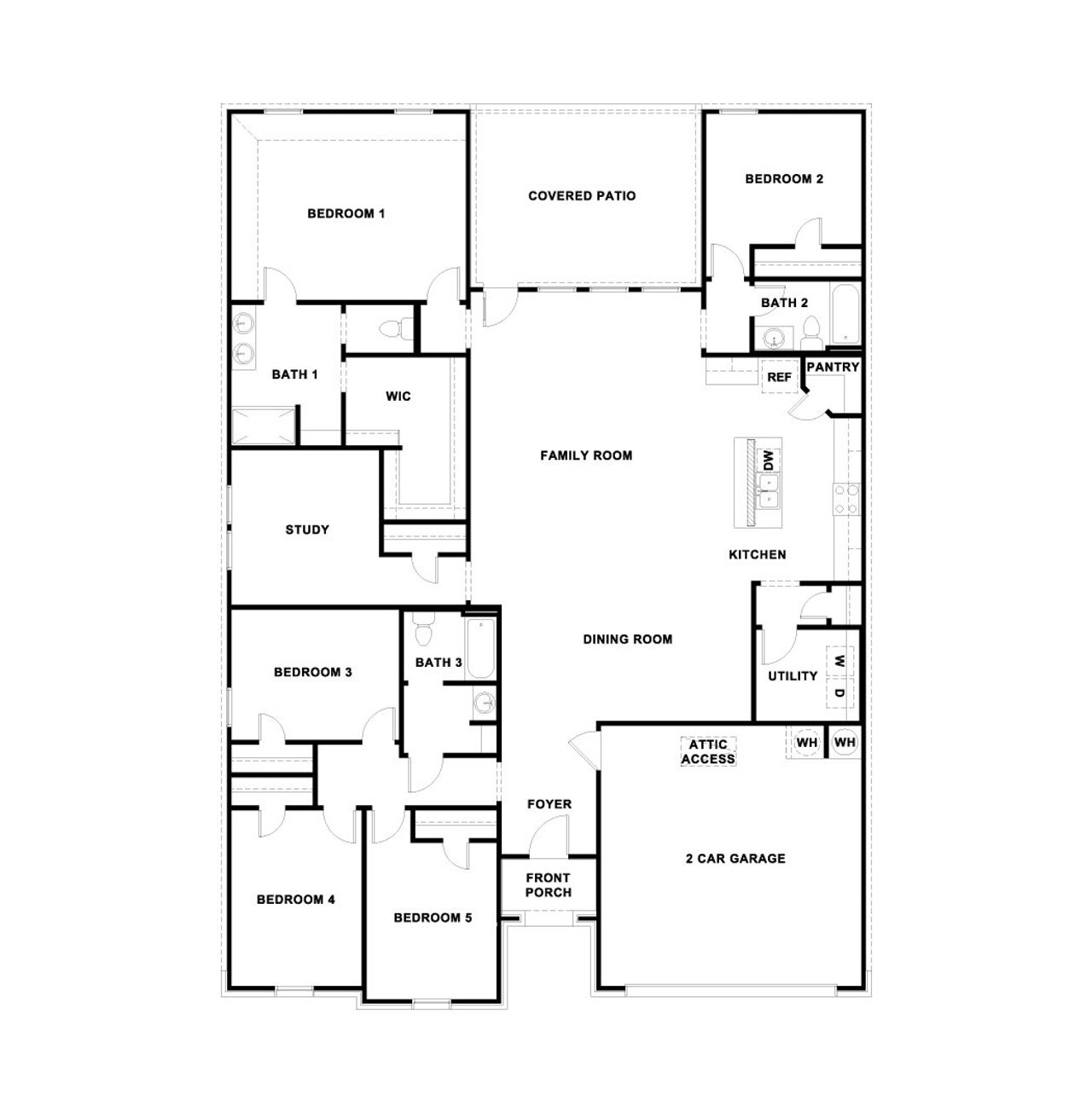 2D floor plan layout of this home in Riverview, Georgetown, TX (Image 2).