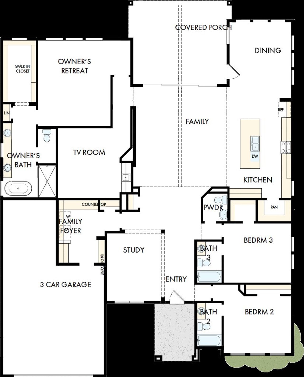 2D floor plan layout of this home in Kissing Tree – Vista Series, San Marcos, TX (Image 2). 2D floor plan layout of this home in Kissing Tree – Vista Series, San Marcos, TX (Image 2).