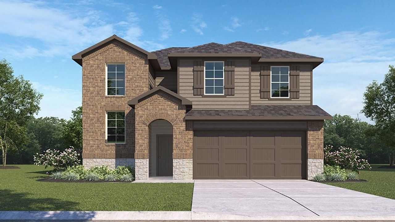 Representative exterior photo of a completed home built from the PIERCE by D.R. Horton in Tamarron, Brookshire, TX (Image 2).