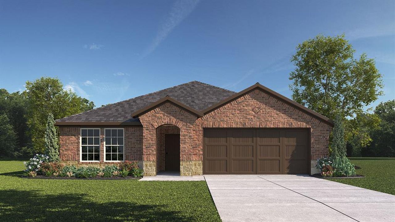 Front exterior of a new home in Lakewood Trails, Forney, TX, highlighting curb appeal (Image 2).