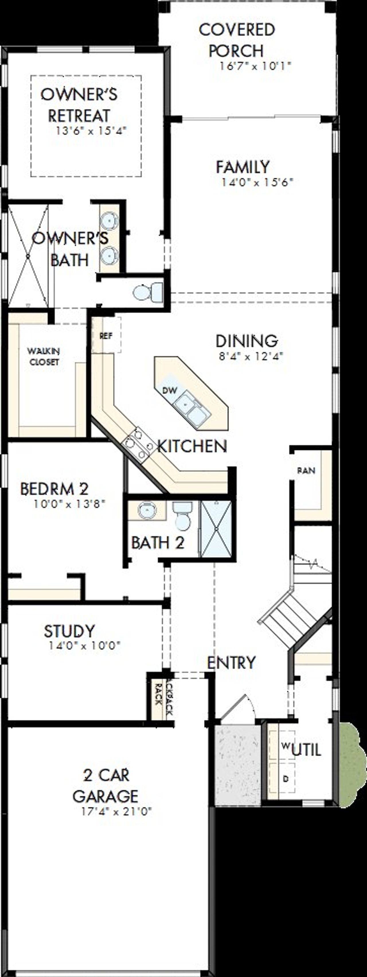 2D floor plan layout of this home in Sienna - Grove Collection, Missouri City, TX (Image 2). 2D floor plan layout of this home in Sienna - Grove Collection, Missouri City, TX (Image 2).