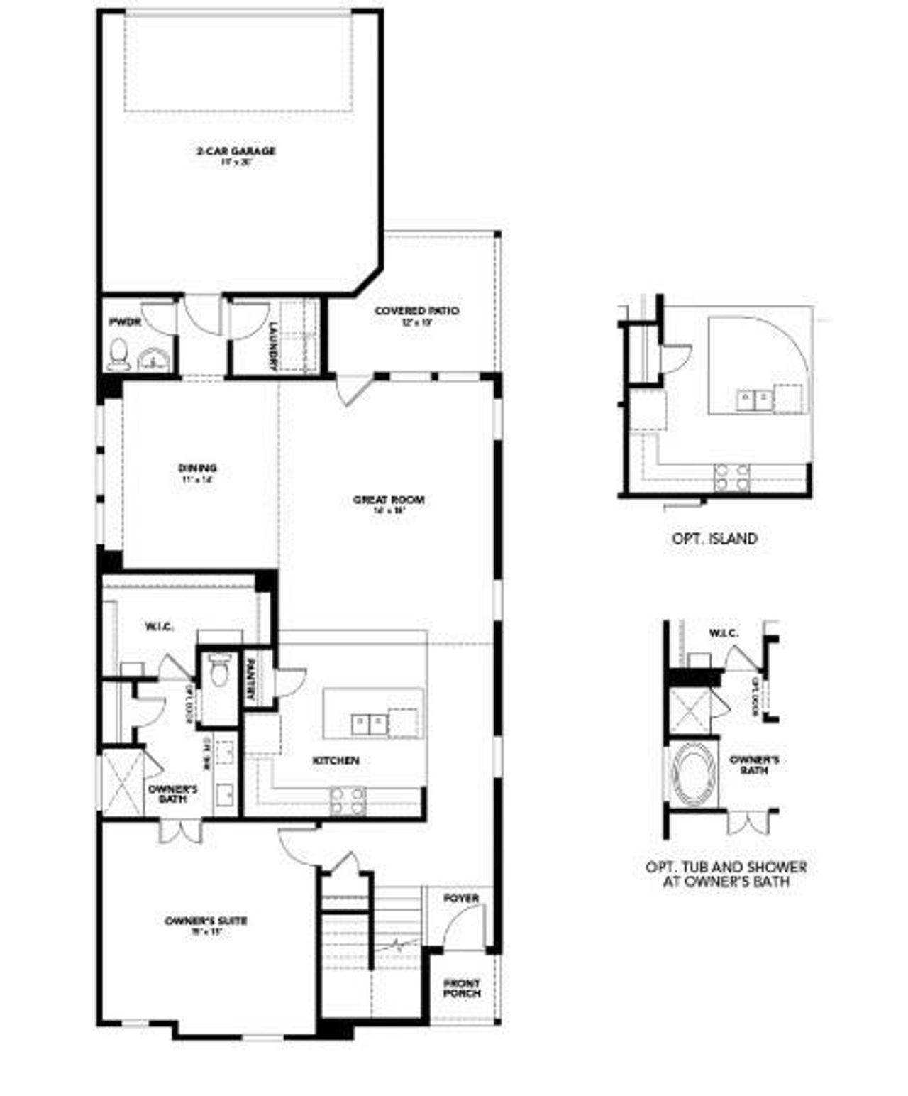 2D floor plan layout of this home in Creeks Crossing, Elgin, TX (Image 2).