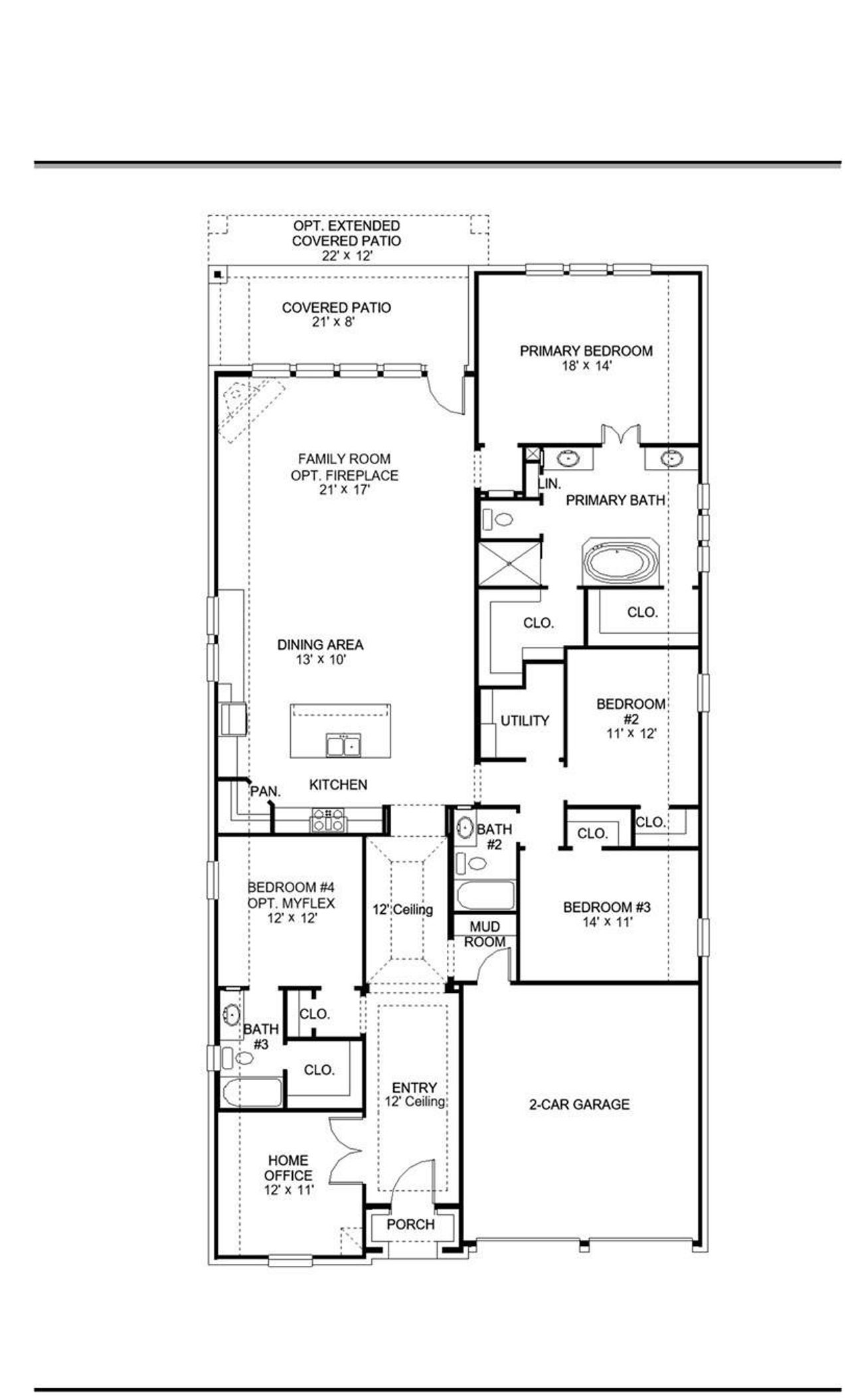 2D floor plan layout of this home in Grange 50', Katy, TX (Image 2).