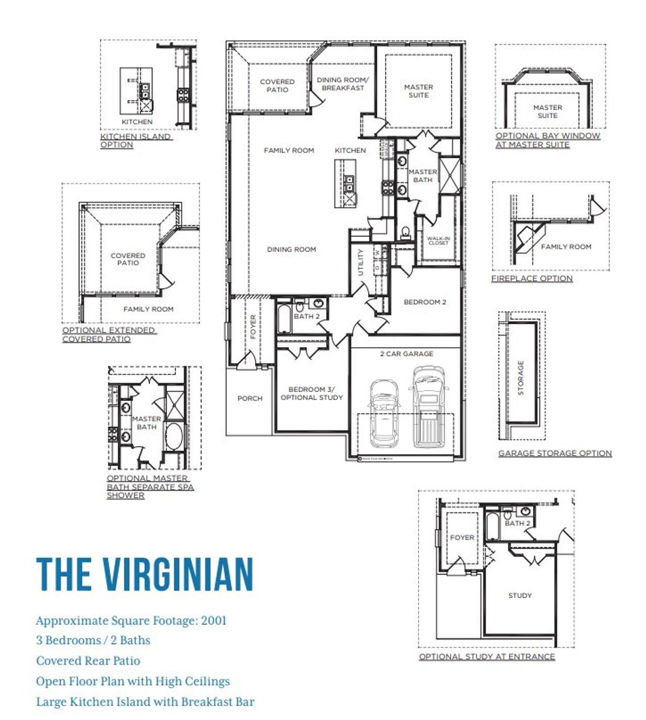 2D floor plan layout for the The Virginian by McKinley Homes in Fieldstone, Katy, TX (Image 2).