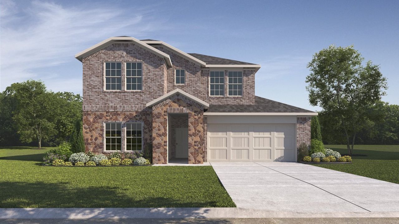 Representative exterior photo of a completed home built from the Tangerine by D.R. Horton in Trailstone, Caddo Mills, TX (Image 2).