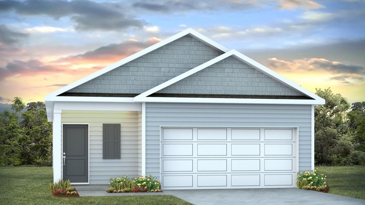 Representative exterior photo of a completed home built from the Downing by D.R. Horton in Sease's Pond, Gilbert, SC (Image 2). Representative exterior photo of a completed home built from the Downing by D.R. Horton in Sease's Pond, Gilbert, SC (Image 2).