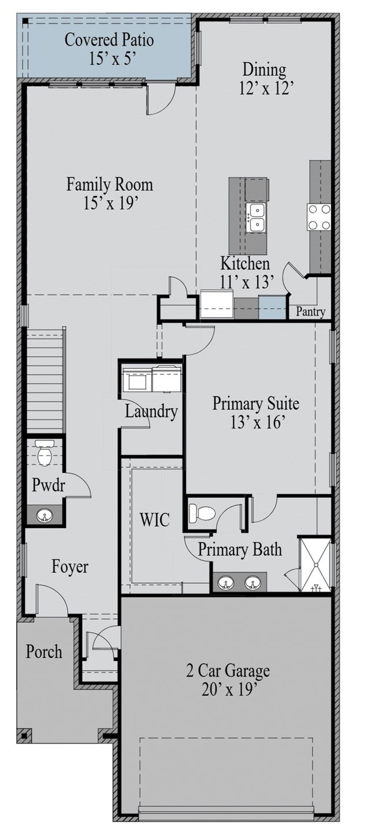 2D floor plan layout of this home in Creekside, Royse City, TX (Image 2).