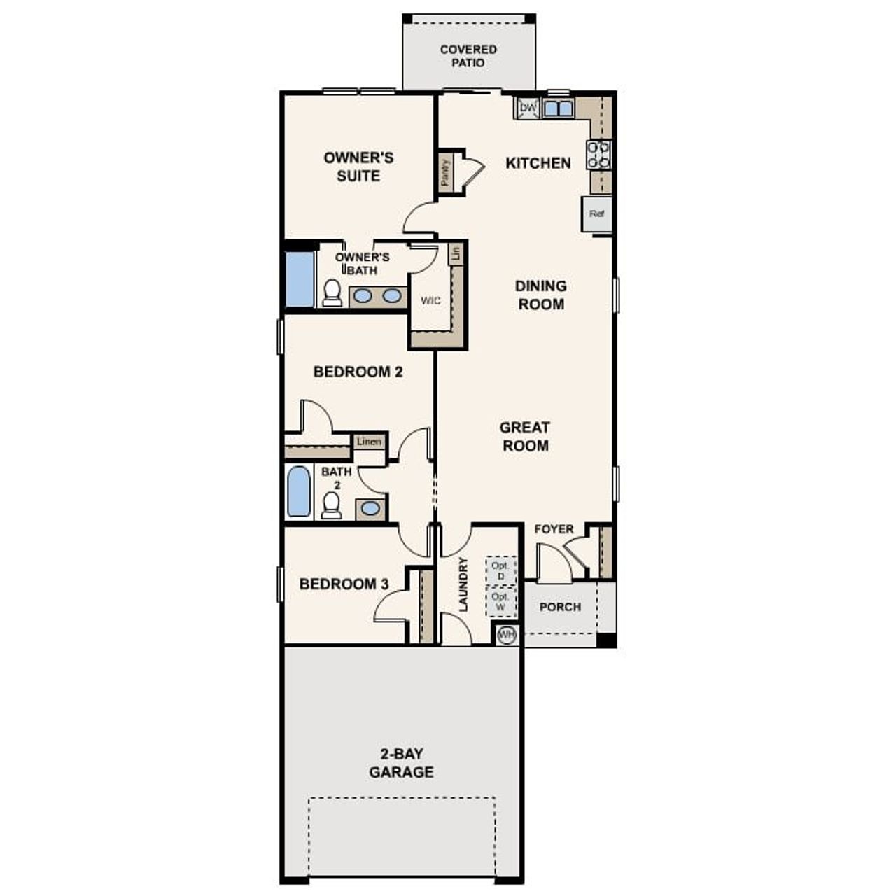 2D floor plan layout of this home in The Vista at Entrada del Toro at Rancho Sahuarita, Sahuarita, AZ (Image 2).