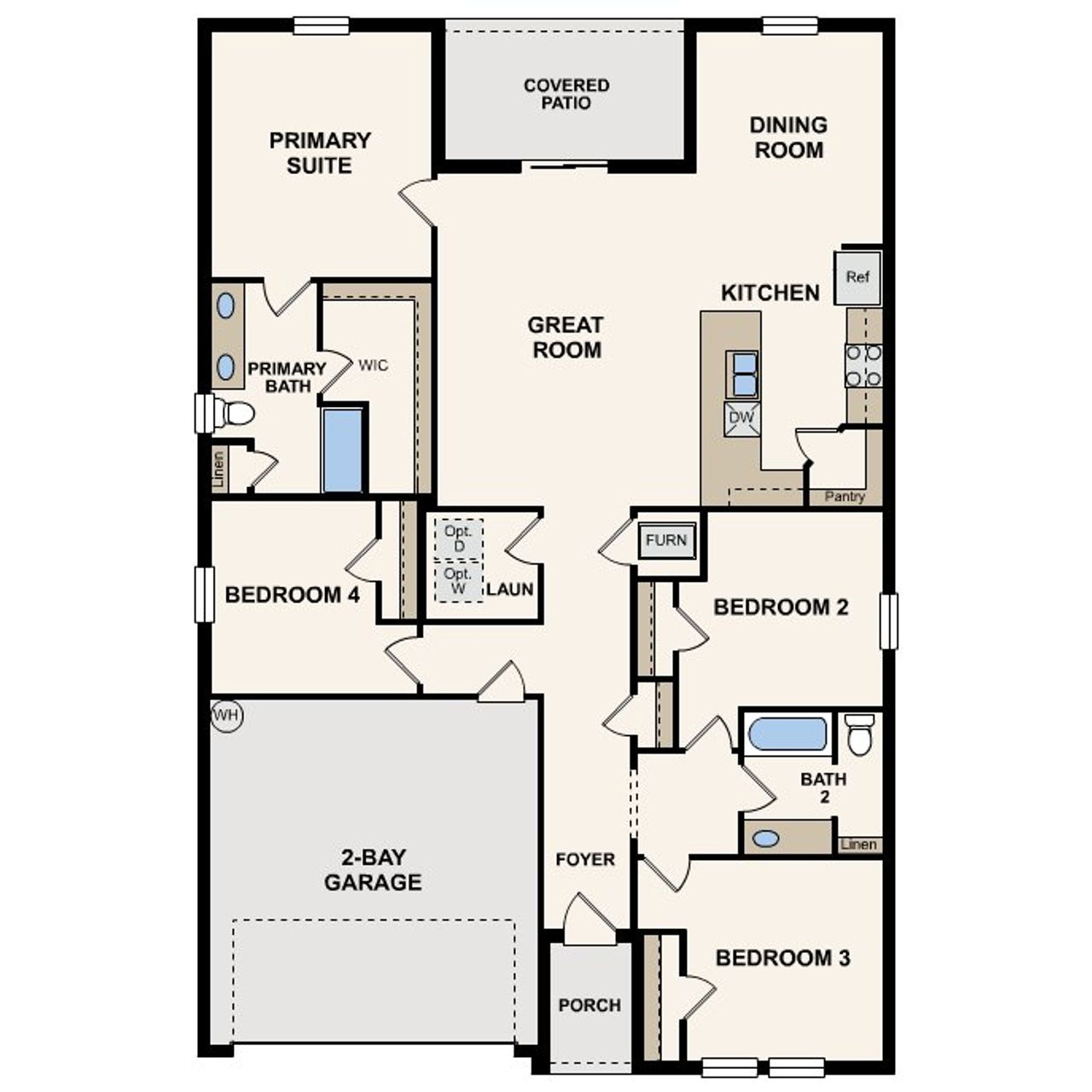 2D floor plan layout of this home in Cape Coral Classic, Cape Coral, FL (Image 2).